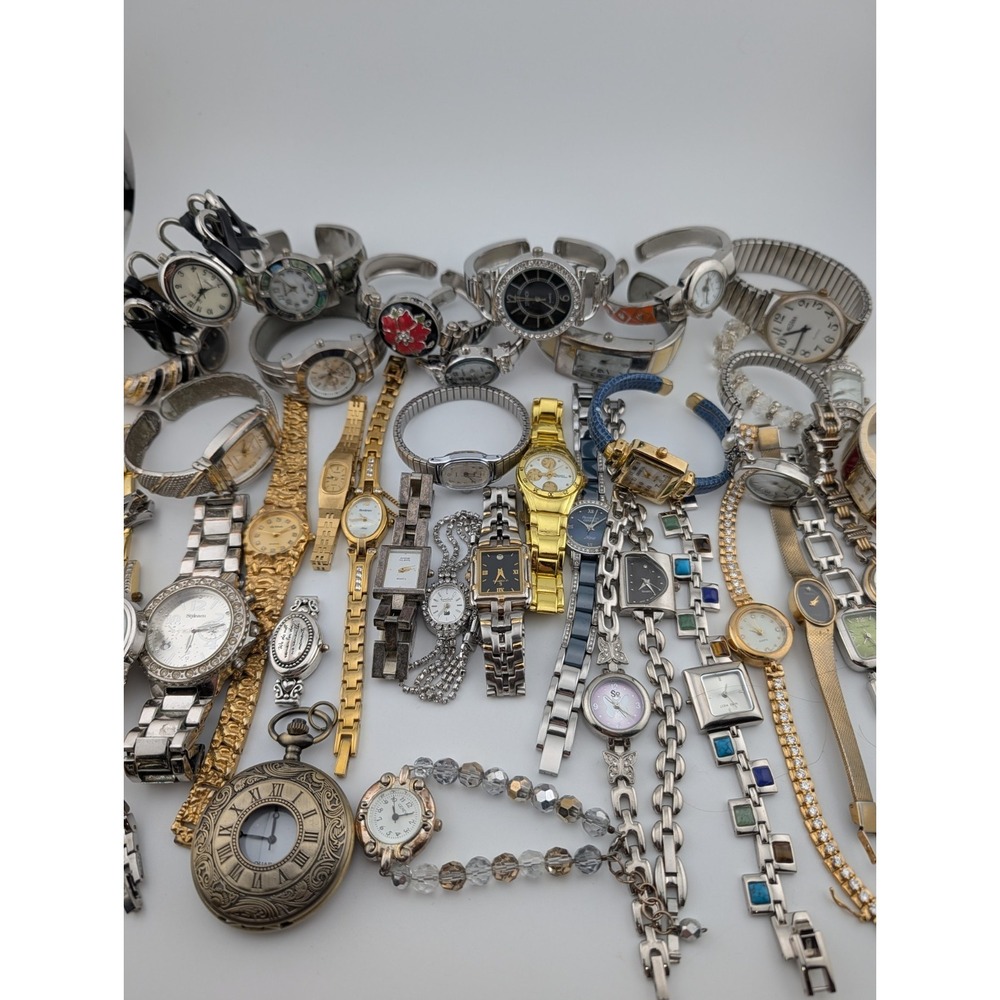 Lot of 38 Quartz Women Watches Bay Studio, Pulsar, Timex- For Parts/Repair